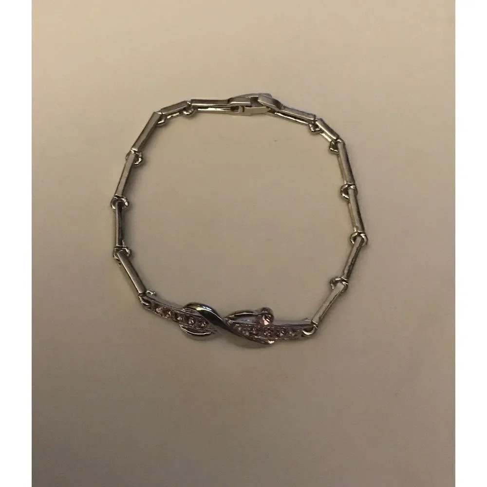 Silver Pink Sapphire Infinity Bracelet